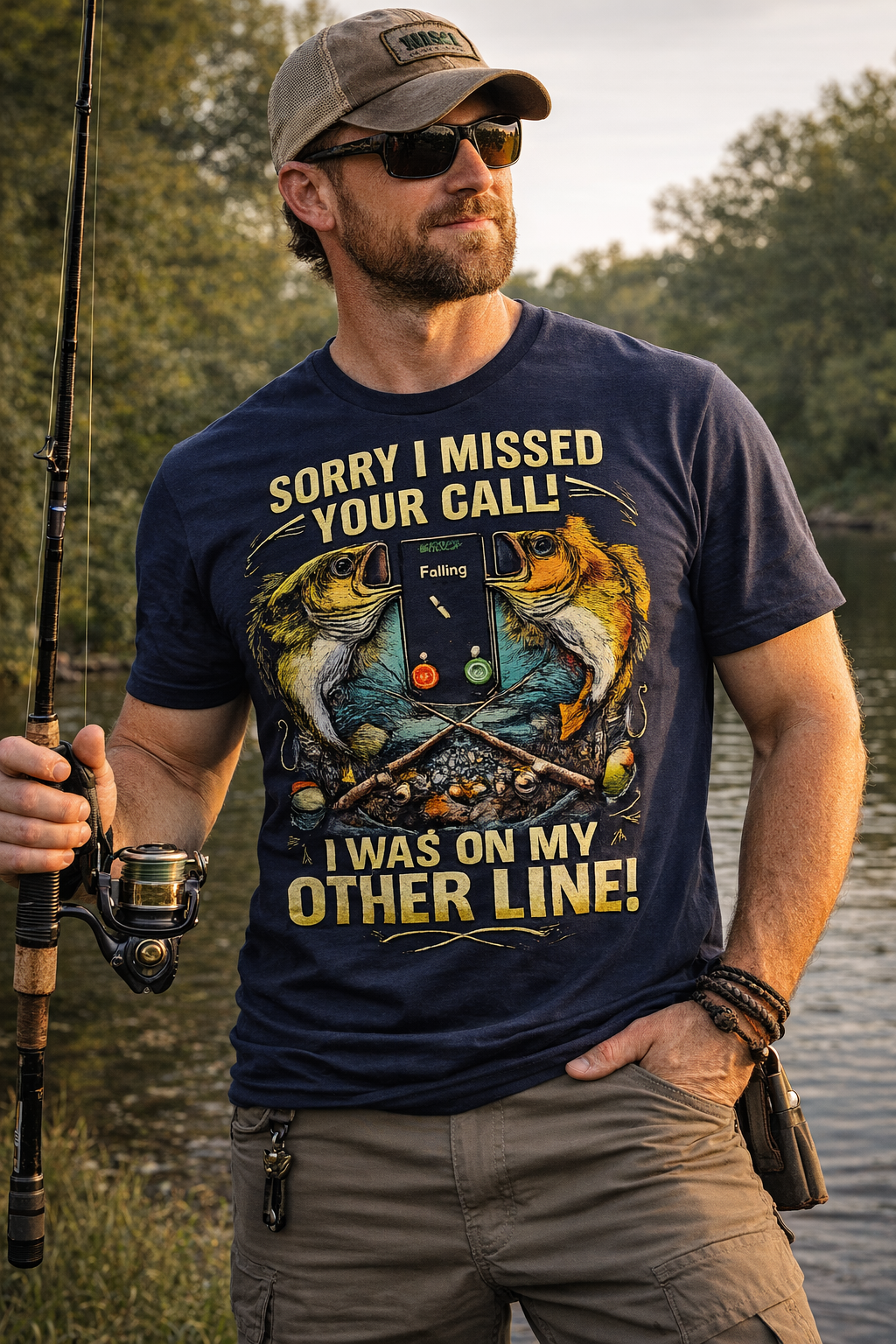 Sorry I Missed Your Call – Premium Fishing Graphic Tee-Shirt