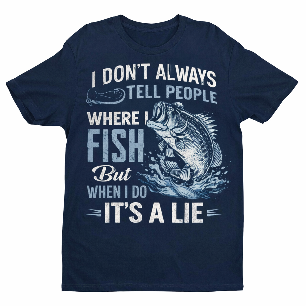 I Don’t Always Tell People Where I Fish… It’s a Lie | Funny Fishing T-Shirt