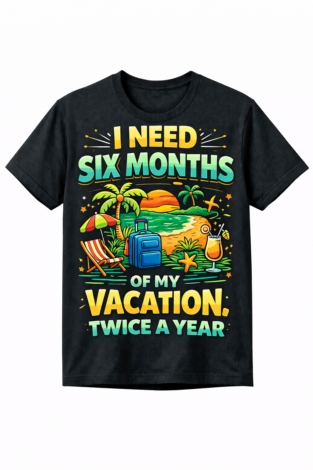I Need Six Months Vacation Twice a Year Funny T-Shirt