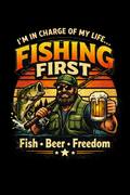 Fish Beer Freedom – I’m in Charge of My Life Fishing T-Shirt | Funny Fisherman Graphic Tee