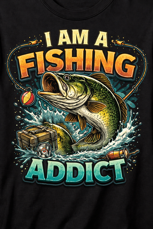 I am a Fhishing Addict” Humorous Angler Graphic Tee