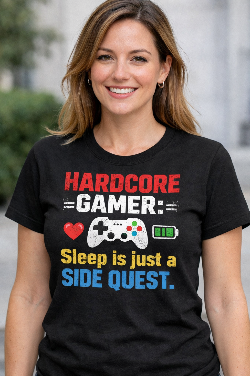 Hardcore Gamer T-Shirt – “Sleep is Just a Side Quest” Funny Gaming Tee