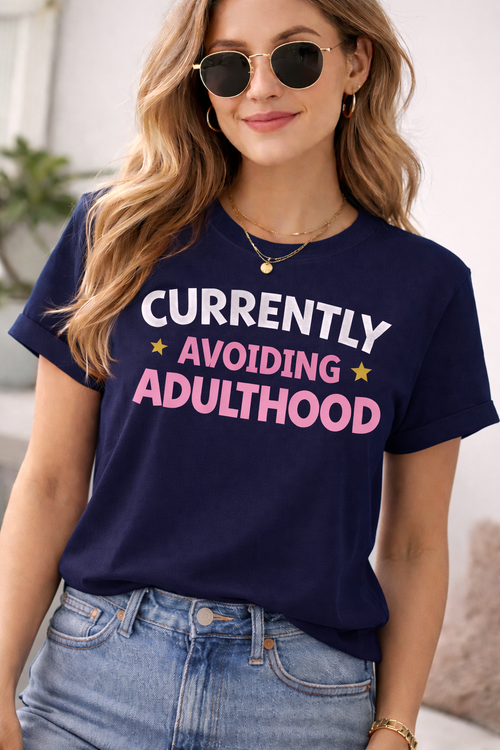Currently Avoiding Adult” Funny Unisex Comedy T-Shirt – Casual Humor Tee