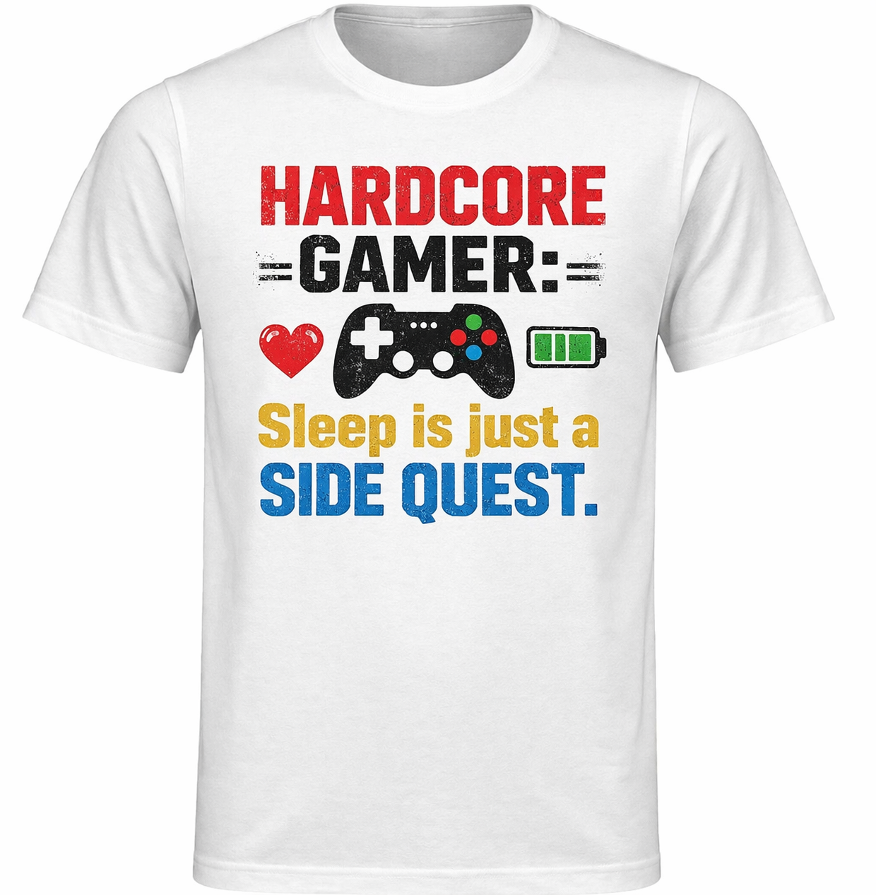 Hardcore Gamer T-Shirt – “Sleep is Just a Side Quest” Funny Gaming Tee