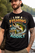 I am a Fhishing Addict” Humorous Angler Graphic Tee