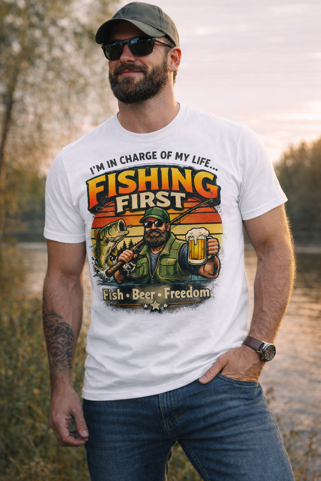 Fish Beer Freedom – I’m in Charge of My Life Fishing T-Shirt | Funny Fisherman Graphic Tee