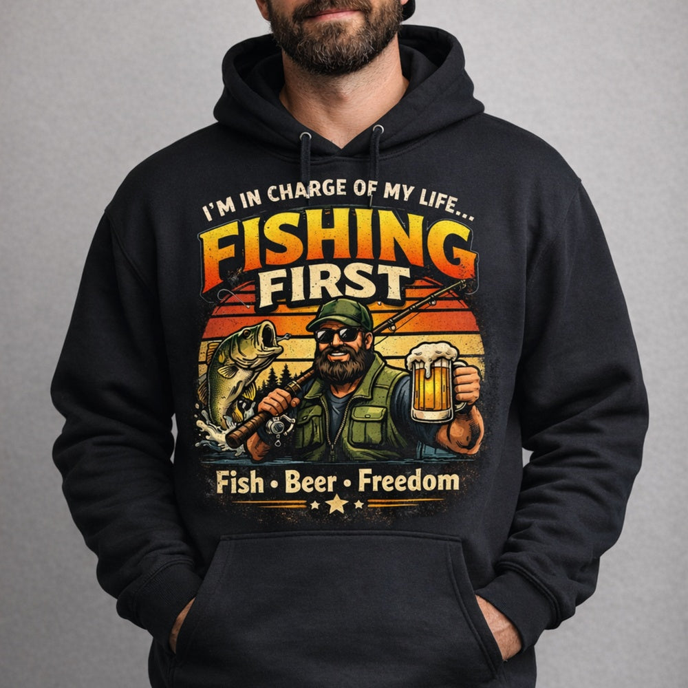 Fish Beer Freedom – I’m in Charge of My Life Fishing Hoodie